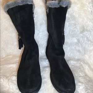 Stuart weitzman black faux suede boots size 9